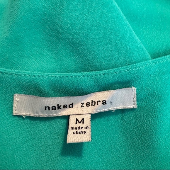 Naked Zebra Teal Sleeveless Tank Top Size Medium - Picture 5 of 8